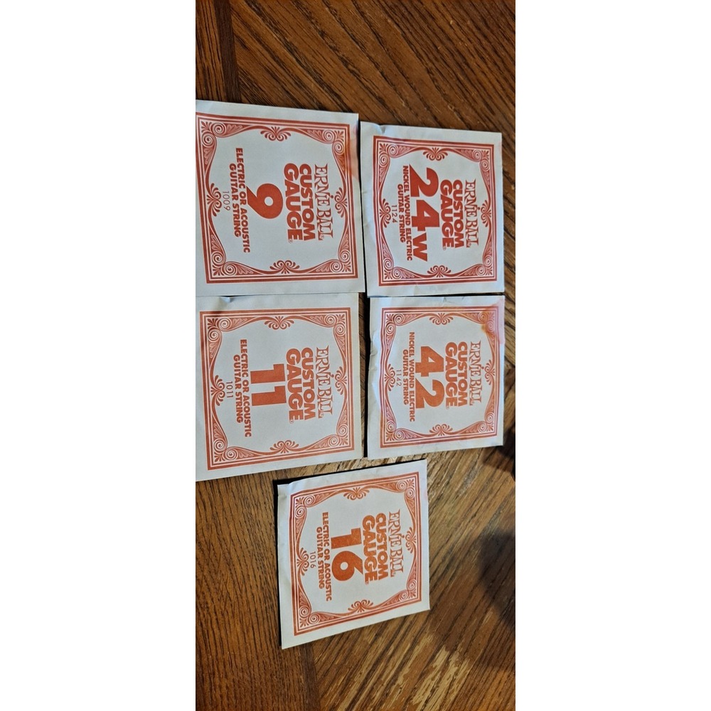 5 Packs Of Ernie Ball Cusrom Gauge Guitar String, 24W, 42, 9, 11, 16